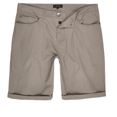 Grey slim five pocket shorts